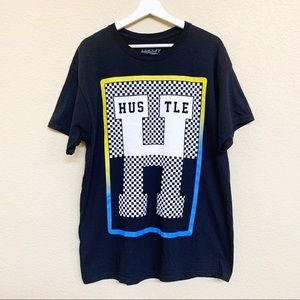 POPULAR POISON Checkered "HUSTLE" Graphic Tee